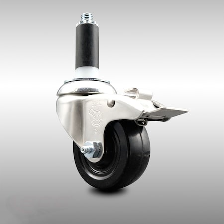Service Caster 3.5 Inch 316SS Soft Rubber Swivel 1-1/8 Inch Expanding Stem Caster Lock Brake SCC-SS316TTLEX20S3514-SRS-118